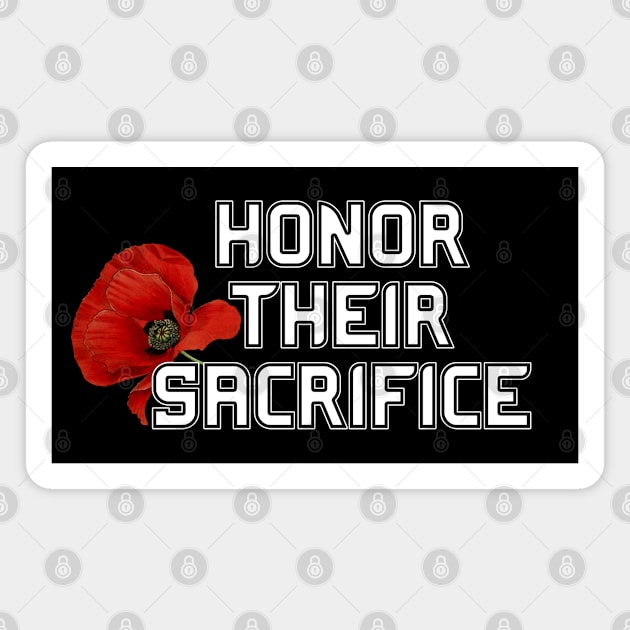 Honor Their Sacrifice Memorial with Red Poppy Flower Pocket Version (MD23Mrl006b) Magnet by Maikell Designs